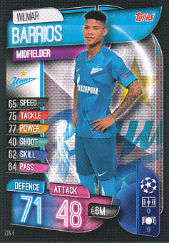 Wilmar Barrios Zenit Petersburg 2019/20 Topps Match Attax CL #ZEN5